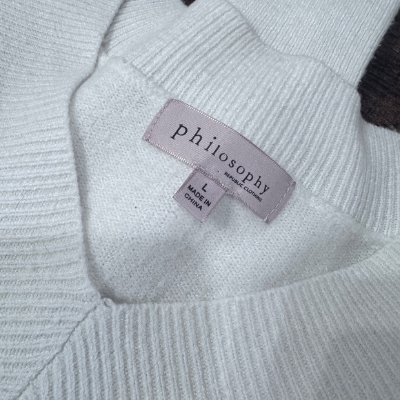 Philosophy Drop Shoulder Cream V-Neck Sweater - Size Large - Picture 8 of 8